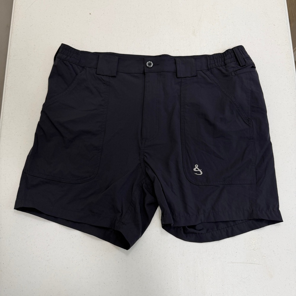 Hook & Tackle Mens Navy Blue Performance Fishing Shorts Size 38 Utility Stretch